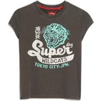 T-shirt fantaisie à mancherons et motif affiches femme Superdry
