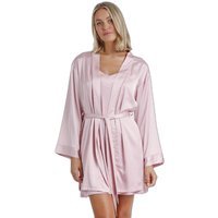 Peignoir manches longues avec bande en satin femme Admas Classic