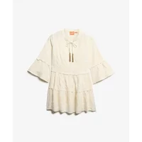 Robe courte à manches longues et volants Ibiza femme Superdry
