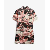 Robe courte en jacquard à col mao femme Superdry