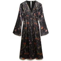 Robe mi-longue manches évasées en jacquard femme Superdry