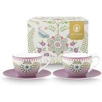 PIP STUDIO Ensemble de 2 tasses à cappuccino avec soucoupes LILY & LOTUS 280 ml violet