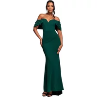 Robe manches drapées femme Goddiva Off The Shoulder Maxi