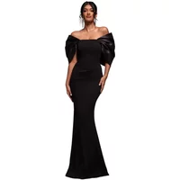 Robe moulante longue à épaules dénudées et nœud dans le dos femme Goddiva Scuba