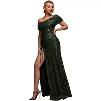 Robe moulante longue épaules dénudées et col bénitier à cordon de serrage femme Goddiva