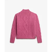 Pull polo en maille torsadée femme Superdry Aran