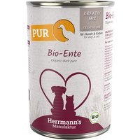 Lot Herrmann's Pure Viande / Pure Viande Bio 12 x 400 g pour chien et chat - canard bio