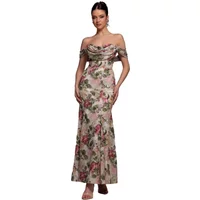 Robe longue en mousseline col bénitier femme Goddiva Maxi