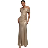 Robe asymétrique col bardot femme Goddiva Maxi