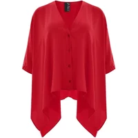 Blouse col V en crêpe et côtés plongeants femme Mat Fashion Airwashed