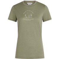 ICEBREAKER T-shirt fonctionnel en mérinos 150 Tech Lite Peaceful Pass pour femme olive | XS