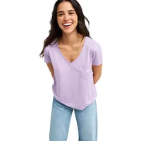 T-shirt col v sérigraphie au dos femme Roxy Laguna Green