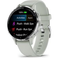 Montre connectée Garmin Venu 3S 41mm en acier Silver, boîtier vert sauge et bracelet en silicone vert sauge