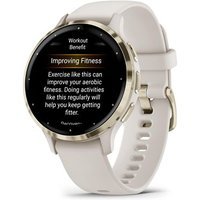 Montre connectée Garmin Venu 3S 41mm en acier Soft Gold, boîtier ivoire et bracelet en silicone ivoire