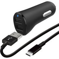 Pack chargeur voiture prise allume-cigare WeFix Double USB-A 4,8A  avec câble LUSB-C 1 m