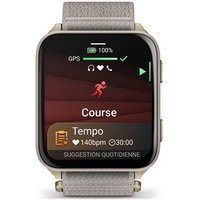 Montre connectée Garmin Venu® X1 46 mm Bluetooth Titane Soft Gold avec bracelet nylon ComfortFit Lin