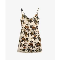 Robe courte à col bénitier en velours dévoré femme Superdry