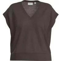 Pull col V à manches courtes en maille de lin mélangé femme COMMA