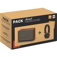 Pack Enceinte Marshall Acton III Marron + Casque supra-auriculaire Major V Bluetooth Marron
