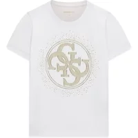 T-shirt col rond femme Guess Crystals Logo 4G