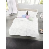 FLEURESSE Parure de lit en satin Alt Wien 70x90cm/140x200cm Blanc/Fleurs blanc