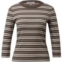 T-shirt slim fit à manches 3/4 et col rond col rond coupé slim bitter chocolate stripe femme s.Oliver