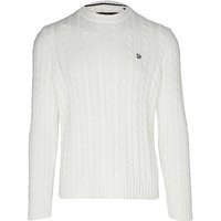 SUPERDRY Pull ras du cou en maille torsadée de coton pour homme crème | S