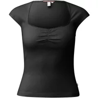 T-shirt côtelé près du corps avec fronces au col carré femme QS