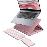 Kit de télétravail Clavier sans fil Azerty Logitech Casa Pop-Up Desk Rose + Support + Pavé tactile
