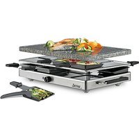 SPRING Raclette8 avec pierre à griller en granit (acier inoxydable) argent