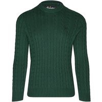 SUPERDRY Pull ras-du-cou en maille torsadée de coton pour homme vert foncé | S