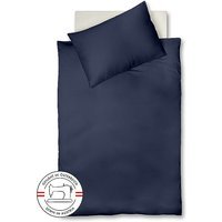 FLEURESSE Satin Bettwäsche Royal Uni 140x220cm Nachtblau bleu marine