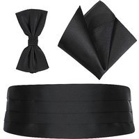 PROFUOMO Ensemble ceinture de smoking, nœud papillon et pochette de costume noir