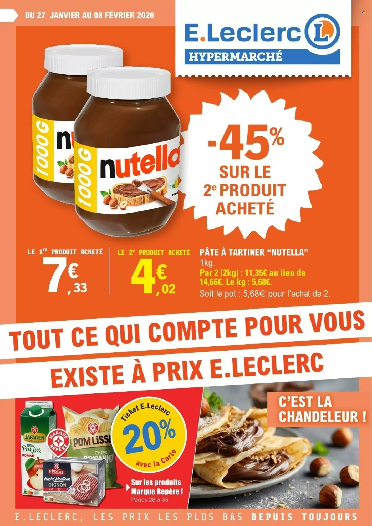 🥞E.Leclerc : Chandeleur gourmande – Nutella & bons fidélité