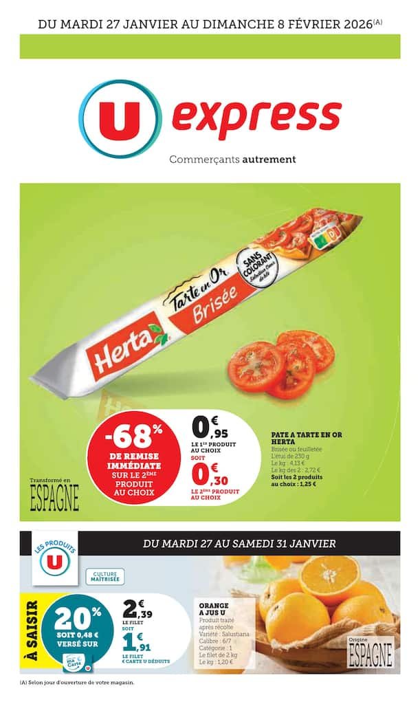🥧U Express catalogue : offres pâtisserie & fruits – jusqu’à -68%