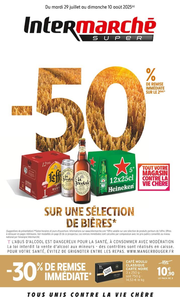 🍺Intermarché -50% sur le 2e pack de bière! 🍺