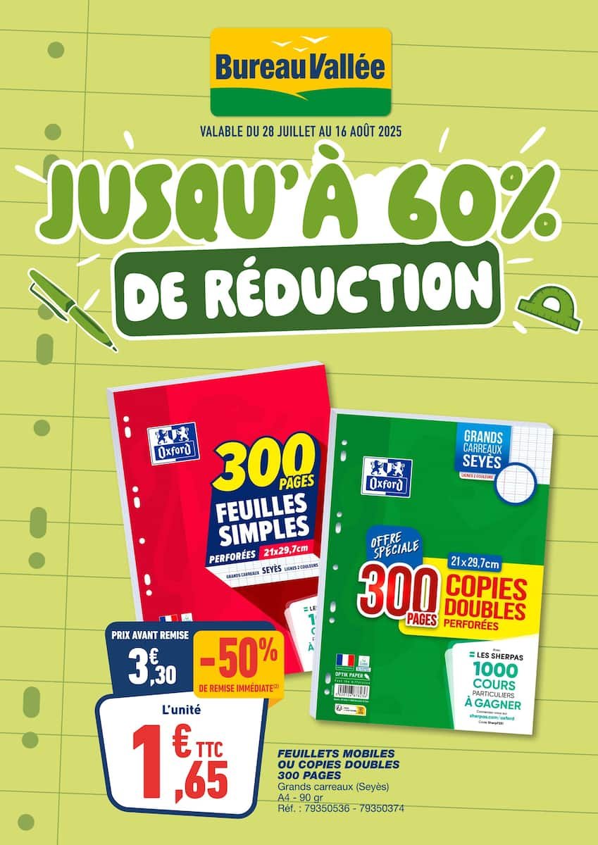 Bureau Vallée ✏️ Jusqu’à -60% sur la rentrée!