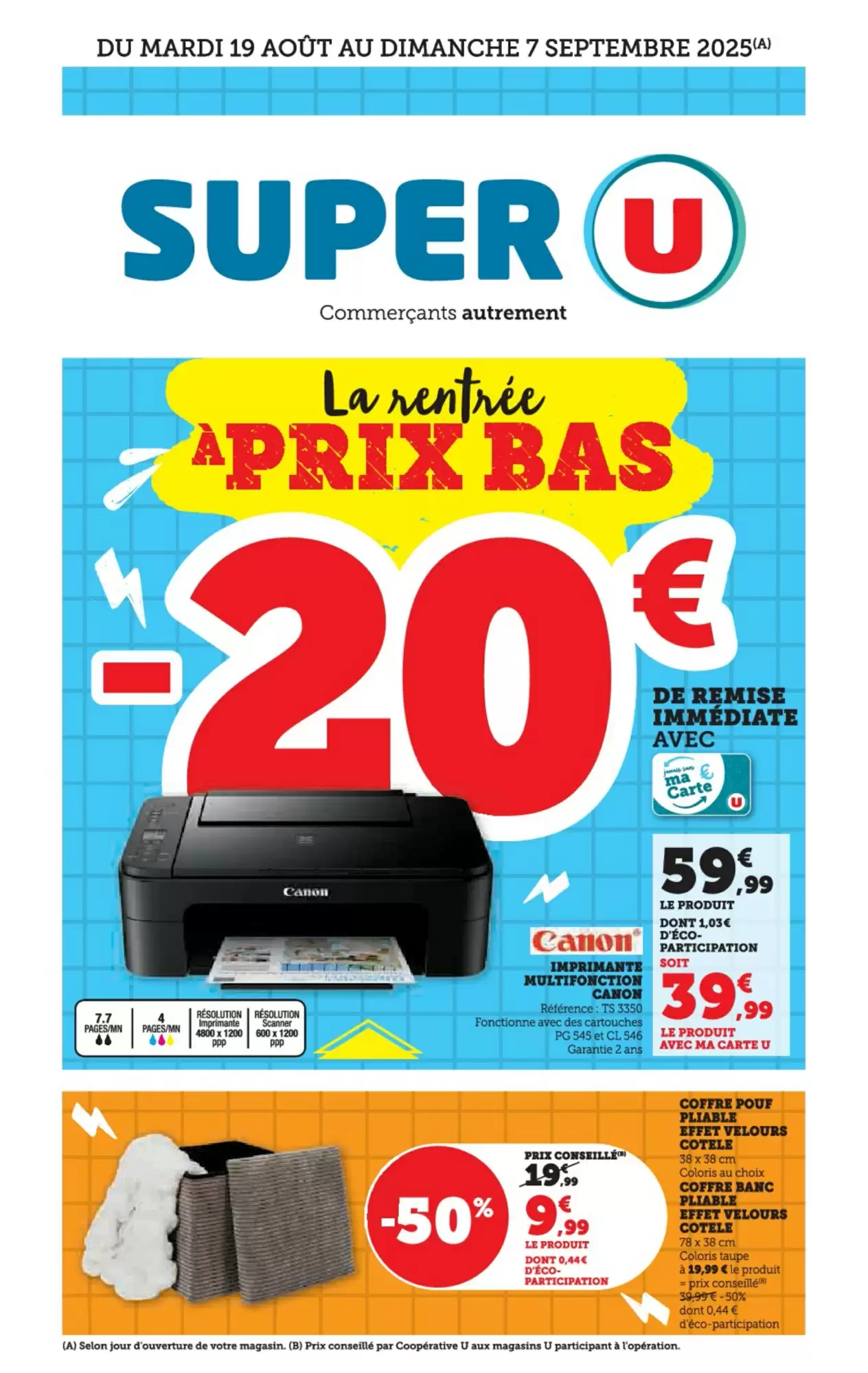 🎒 Super U La Rentrée | -20€ Immédiats avec Ma Carte!