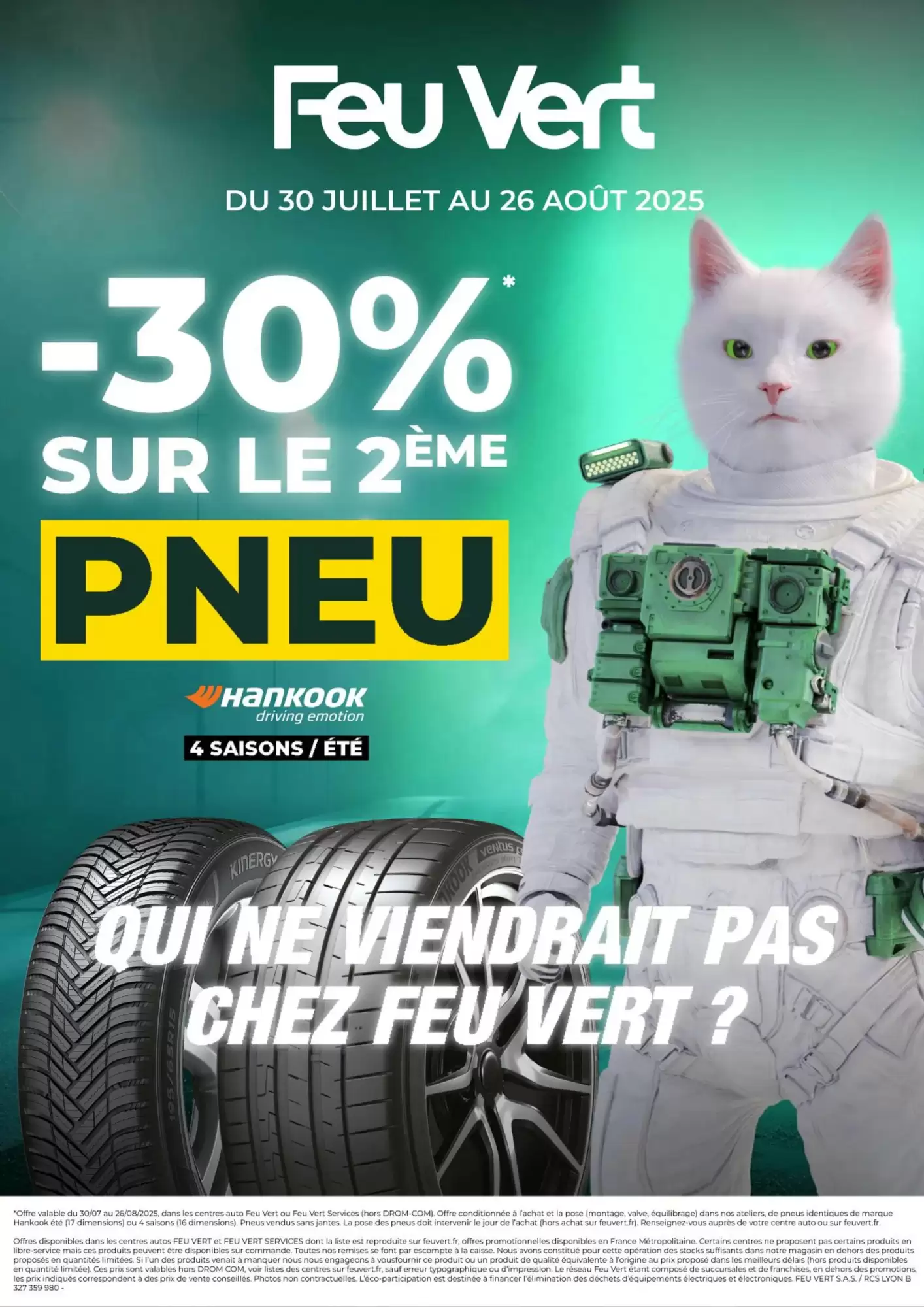 🛞 Promo Feu Vert 🔥 -30% sur le 2ᵉ pneu!