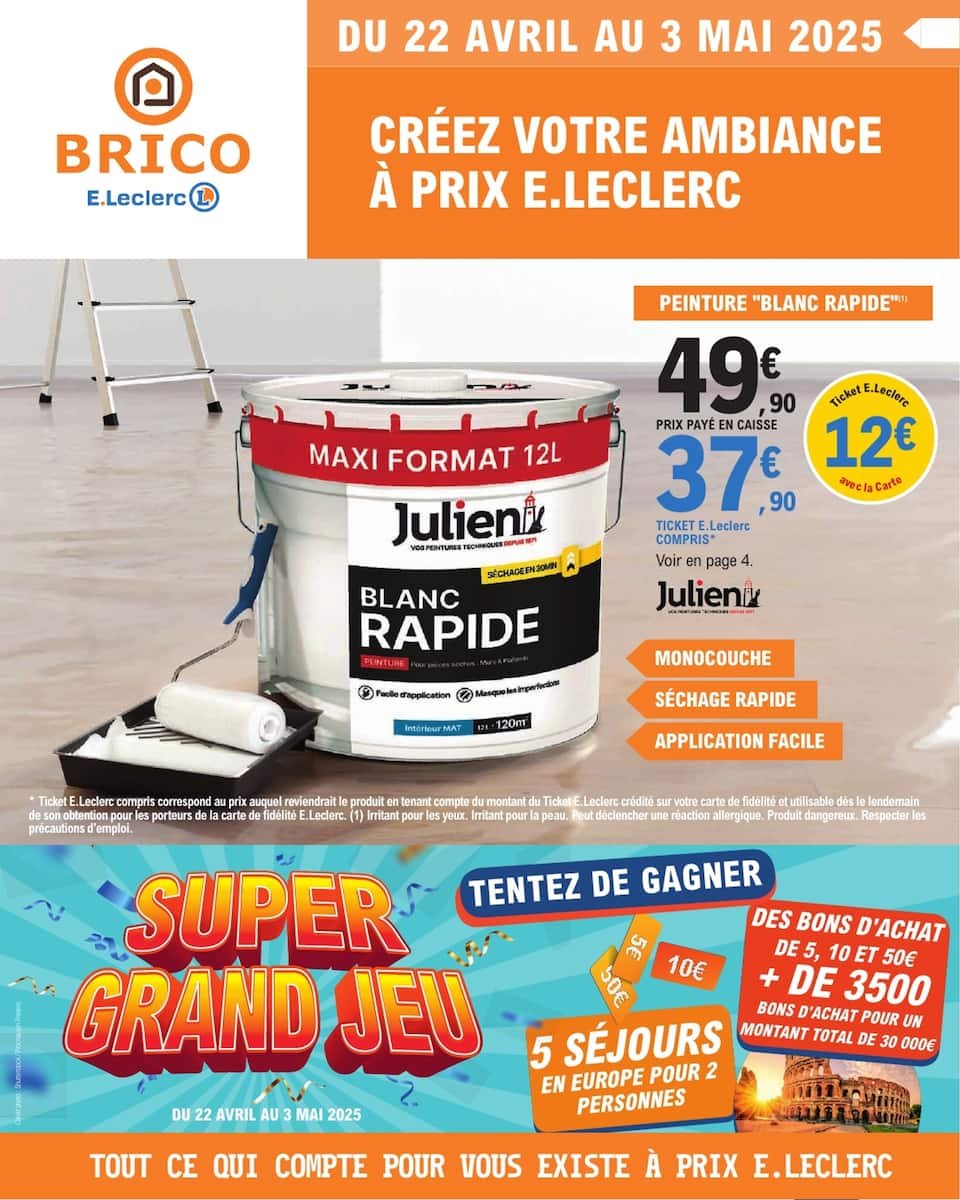 E.Leclerc Brico Catalogues du 22.04 au 03.05 - Créez Votre Ambiance à Petit Prix! 🛠️🌿