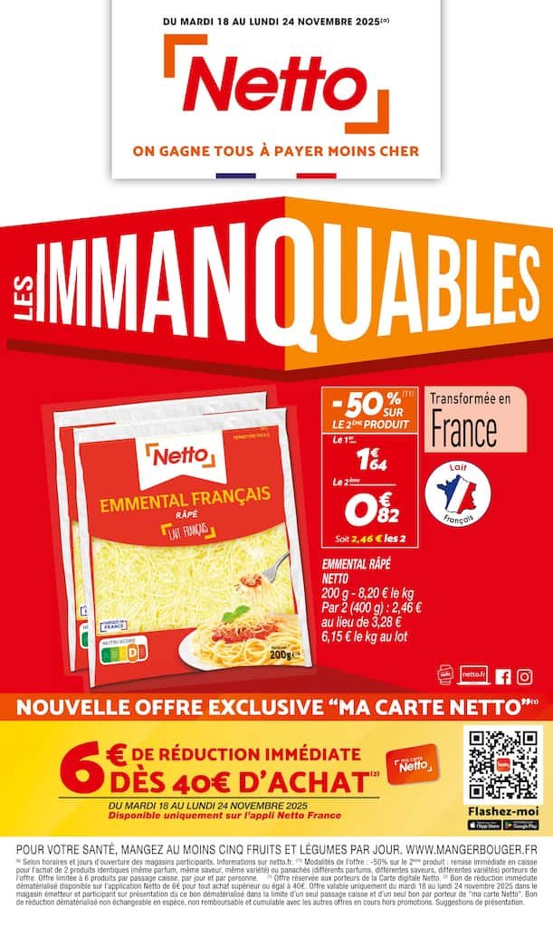 🧀Netto Prospectus | Les Immanquables 🛒 Promo Emmental & Réductions Carte