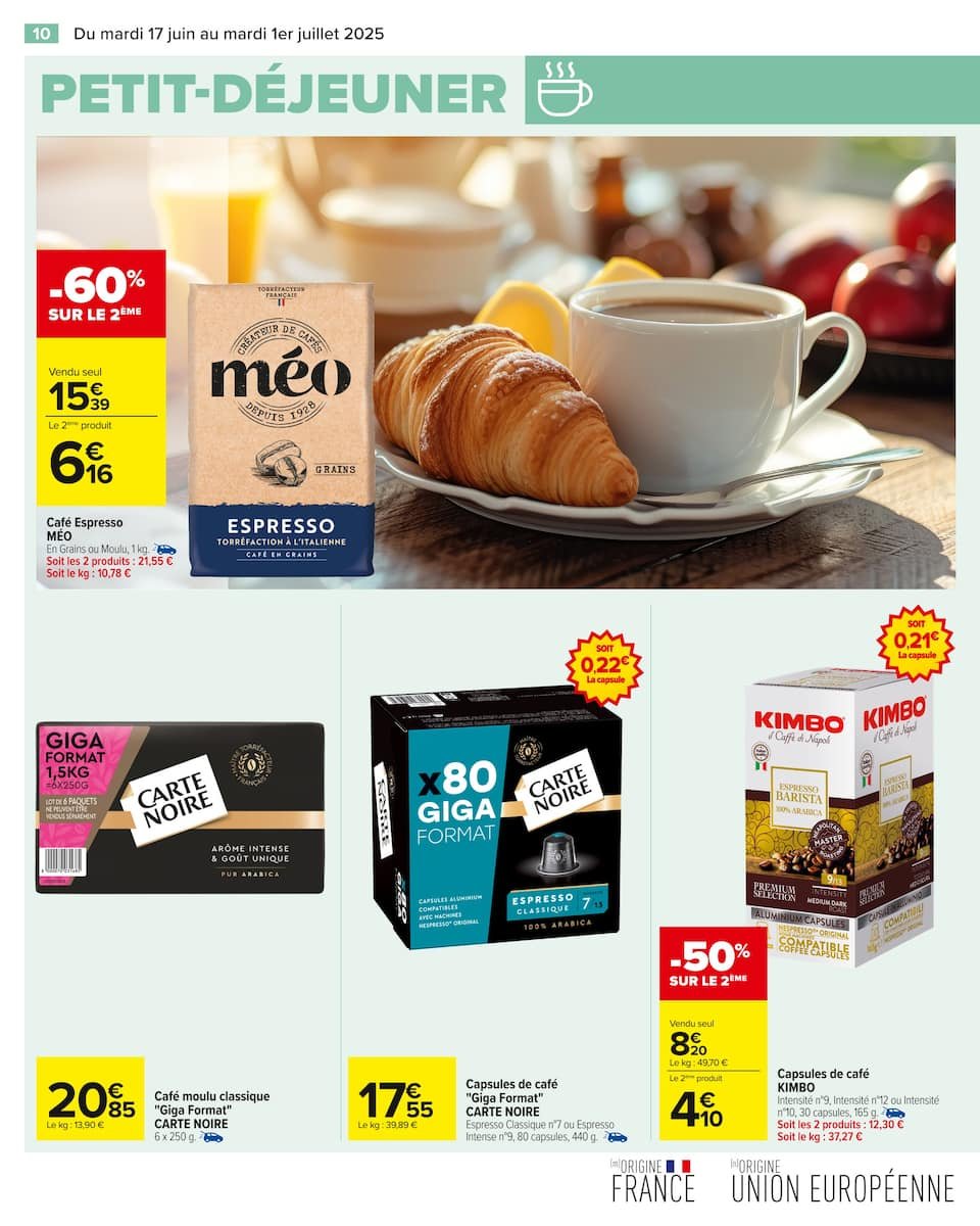 🥐Carrefour Catalogue Petit Déjeuner ☕ :  🌞 Commencez la journée avec Carrefour – Un petit déjeuner gourmand à prix doux ! 🥖🍊