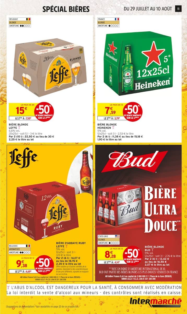 🍺Intermarché -50% sur le 2e pack de bière! 🍺
