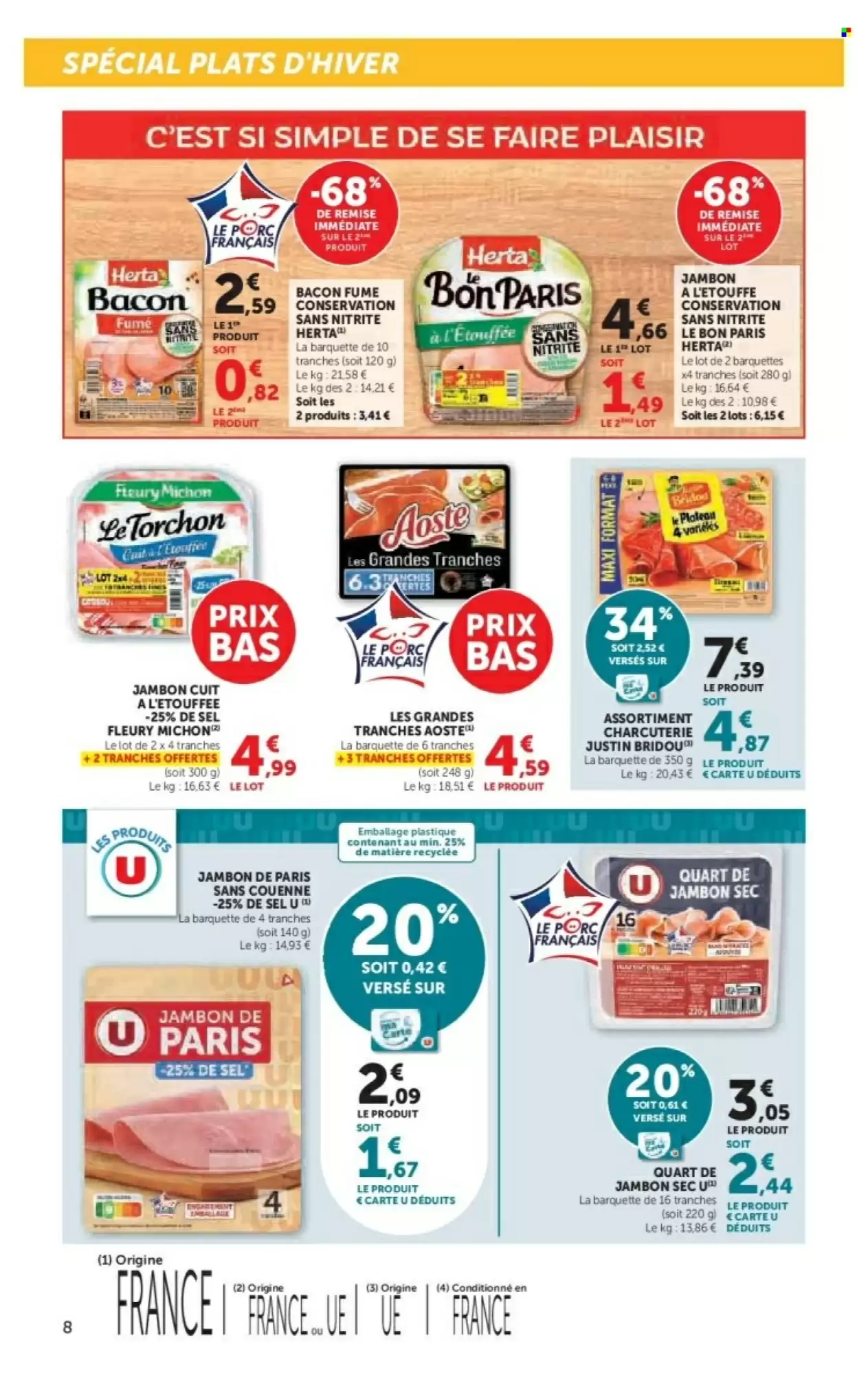 🧀 Promo Super U du 17 février au 1er mars 2026 : fromage tartiflette Ermitage & jambon cuit en réduction