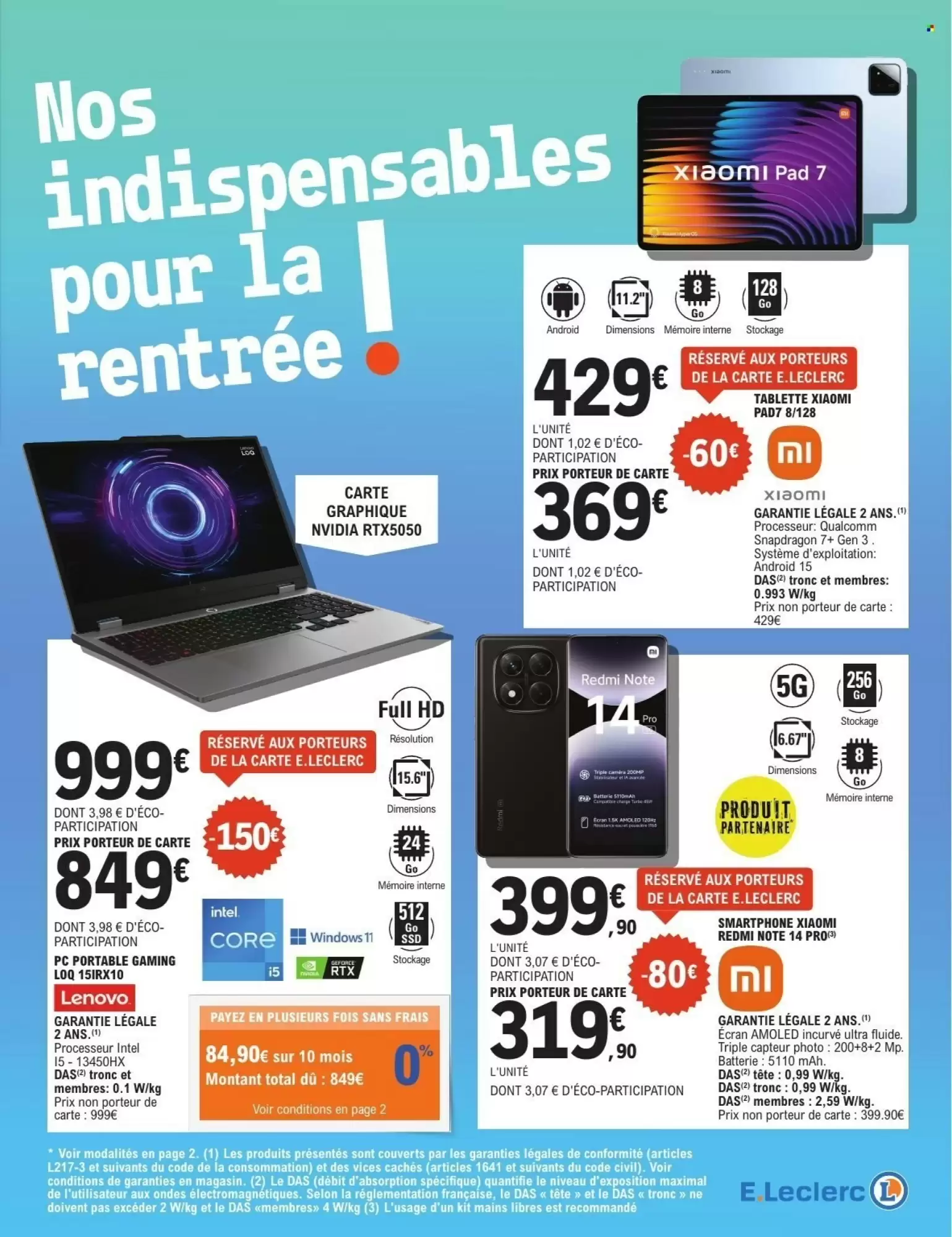 💻 Spécial High-Tech Étudiant – Offres E.Leclerc à prix mini