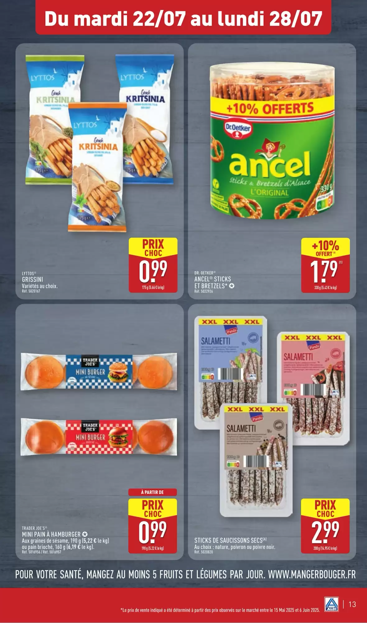 Aldi 🌞 Apéros d’été -50% 🍷 | Du 22 au 28 juillet