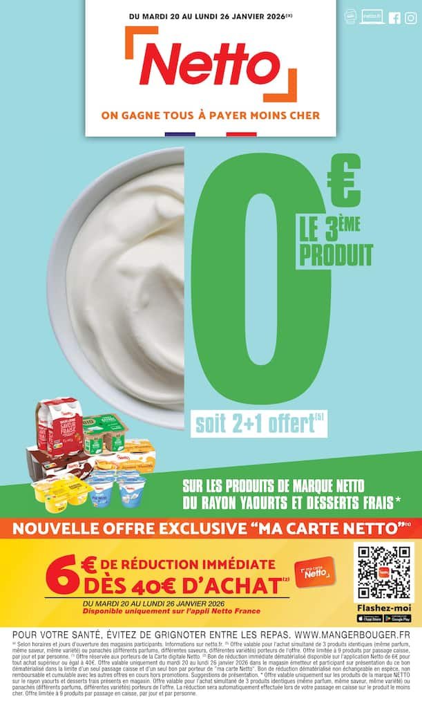 🥣Netto Prospectus: promos yaourts + 6€ dès 40€ d’achat