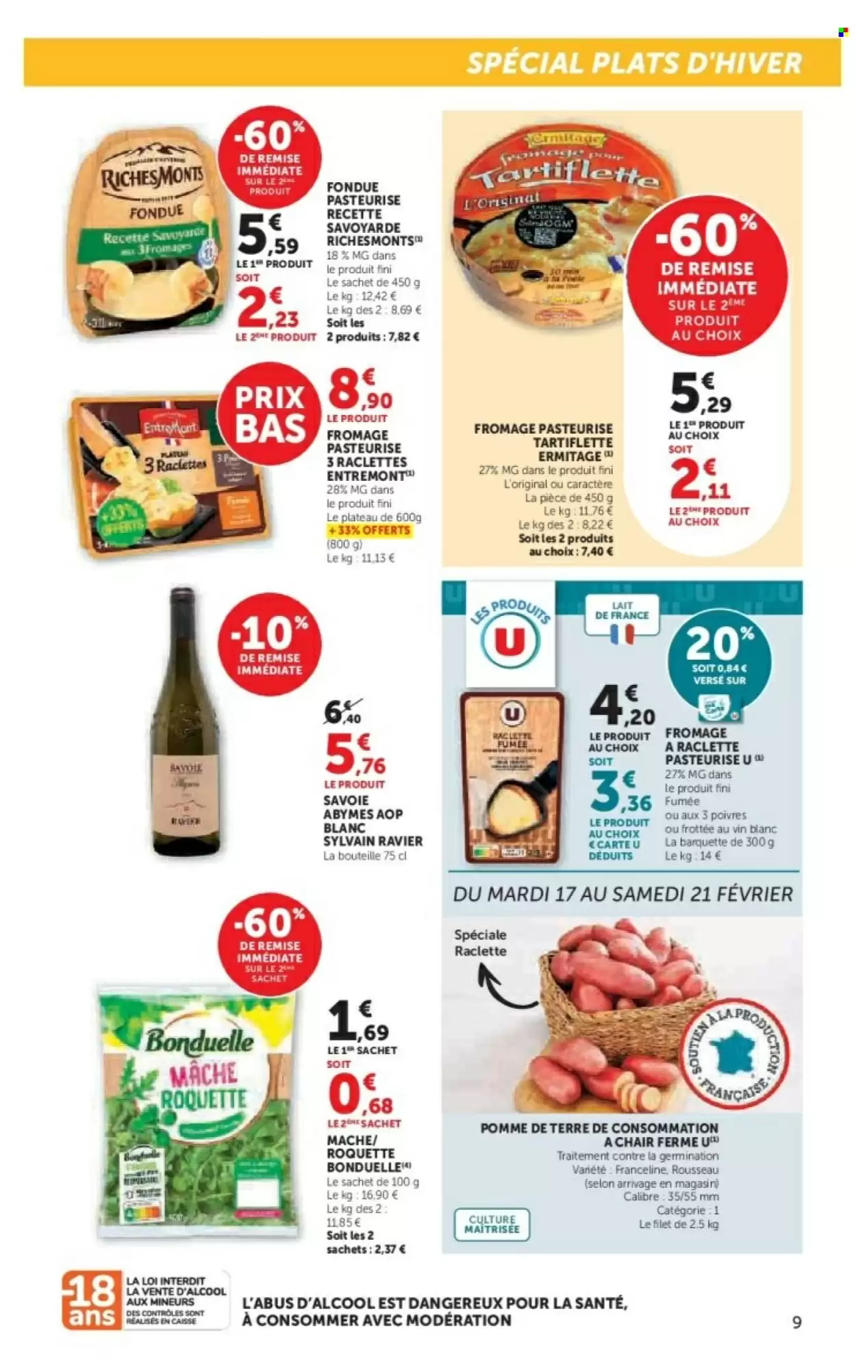 🧀 Promo Super U du 17 février au 1er mars 2026 : fromage tartiflette Ermitage & jambon cuit en réduction