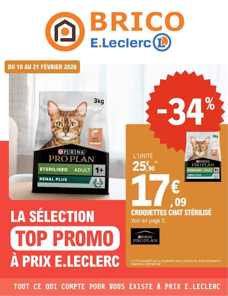🐱E.Leclerc Brico : croquettes Purina Pro Plan en forte promo