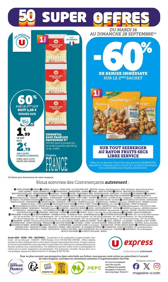 🎉Super U | 50 ANS des Magasins U 🛒 - Offres Exceptionnelles!